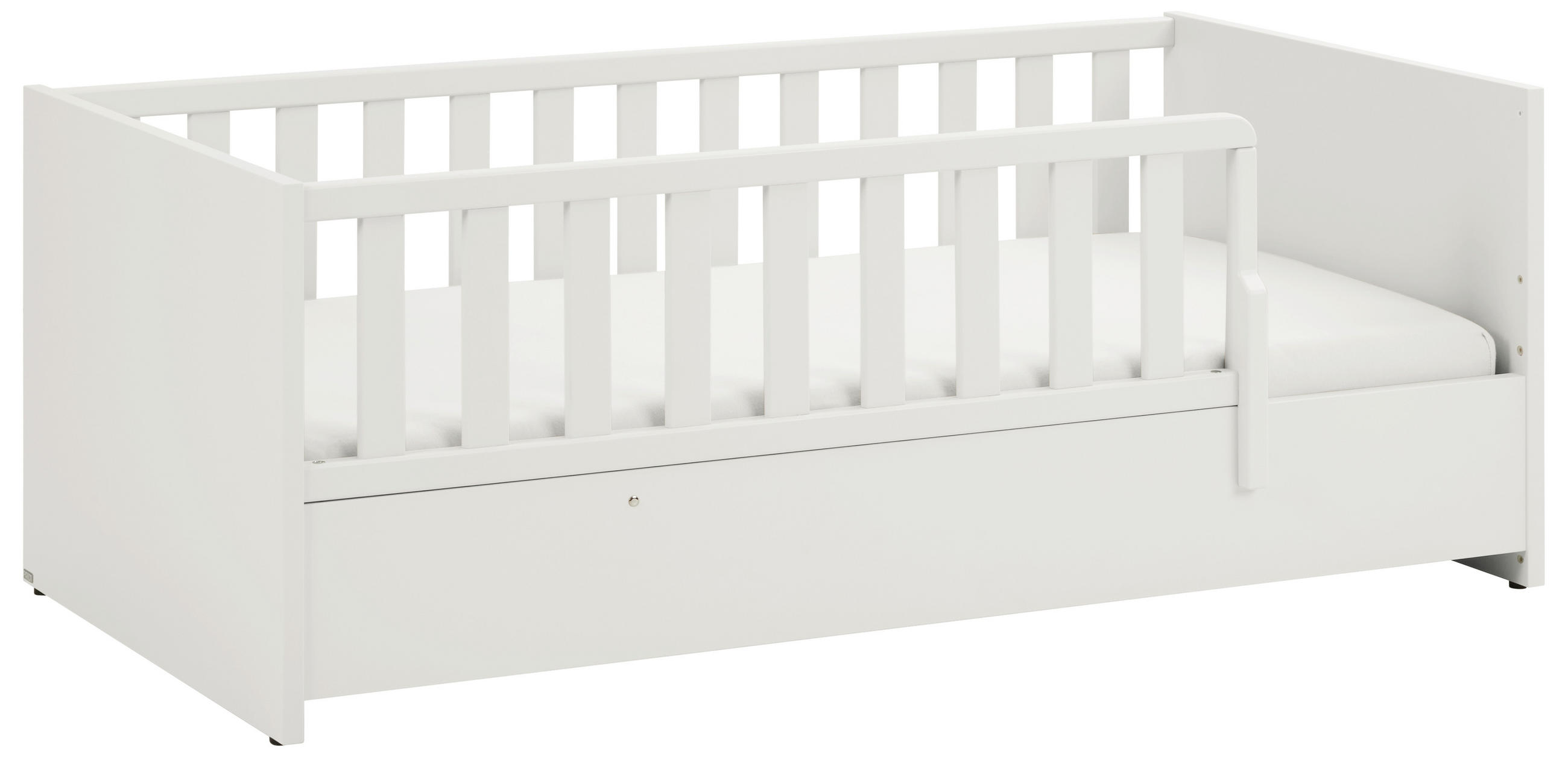 NIZKA POSTELJA - črna/bela, Basics, umetna masa/leseni material (145/75/51cm) - Paidi