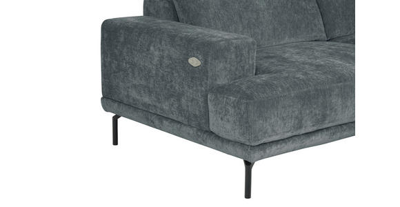 ECKSOFA Grau Chenille Kopfteilverstellung, Sitztiefenverstellung  - Schwarz/Grau, Design, Textil/Metall (307/243cm) - Xora