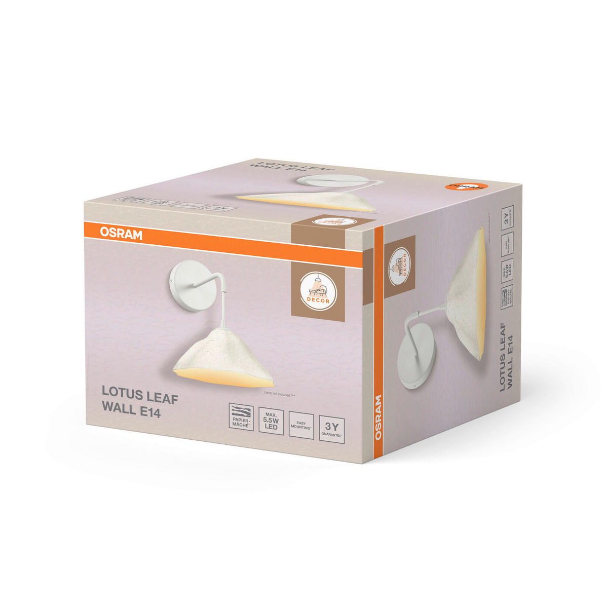 WANDLEUCHTE 21.9/27.2/26 cm   - Basics, Papier/Metall (21.9/27.2/26cm) - Osram