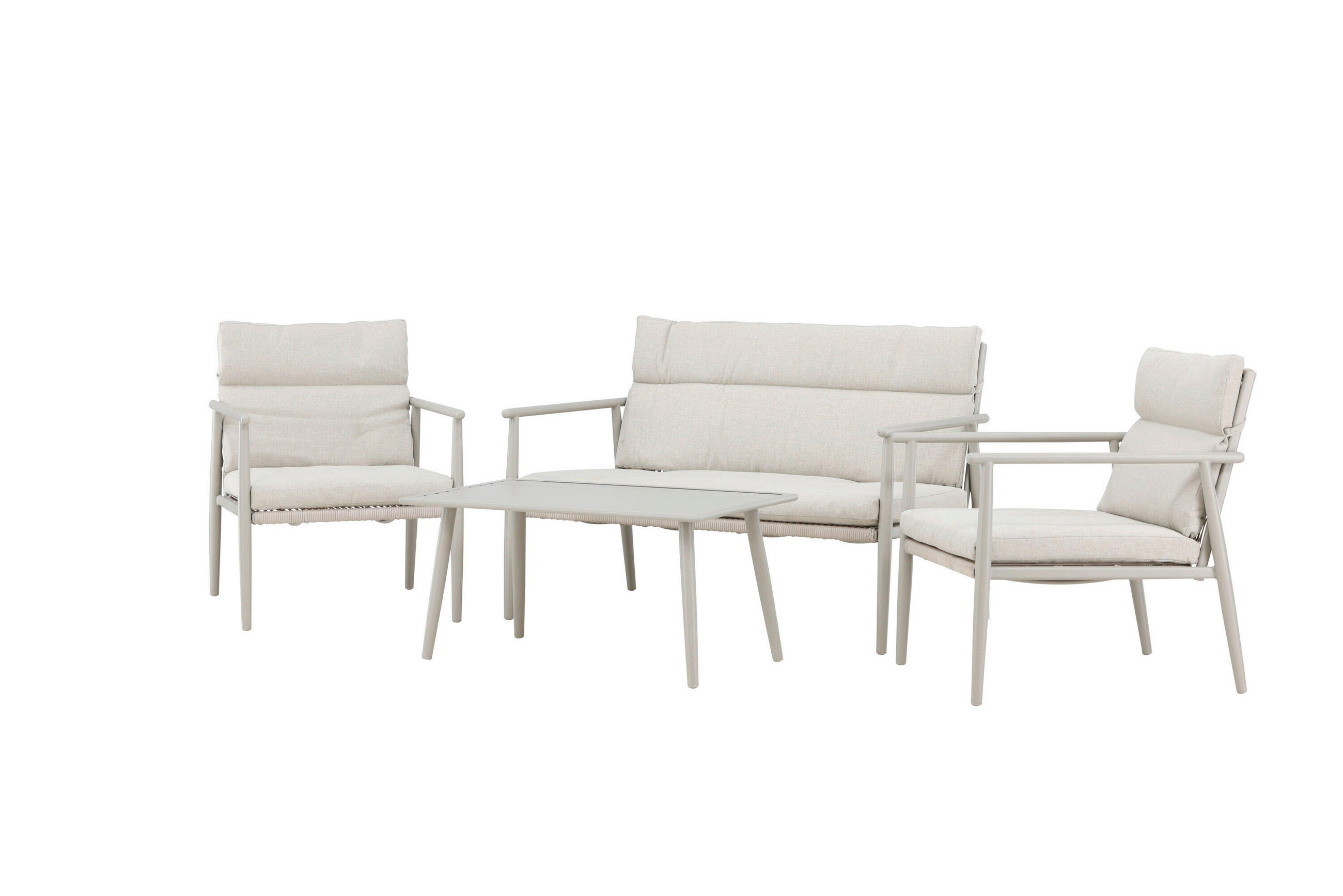 LOUNGEGARNITUR Stahl  - Beige, MODERN, Kunststoff/Textil (120/80/80cm) - Gardenson