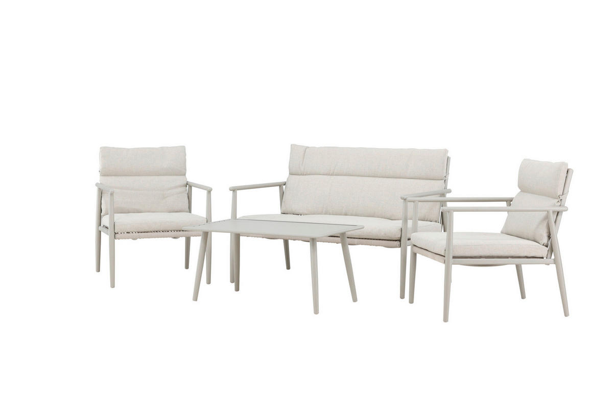 LOUNGEGARNITUR Stahl  - Beige, MODERN, Kunststoff/Textil (120/80/80cm) - Gardenson