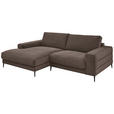 ECKSOFA in Feincord Braun  - Schwarz/Braun, Design, Textil/Metall (177/253cm) - Dieter Knoll