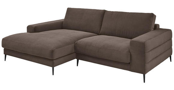 ECKSOFA in Feincord Braun  - Schwarz/Braun, Design, Textil/Metall (177/253cm) - Dieter Knoll