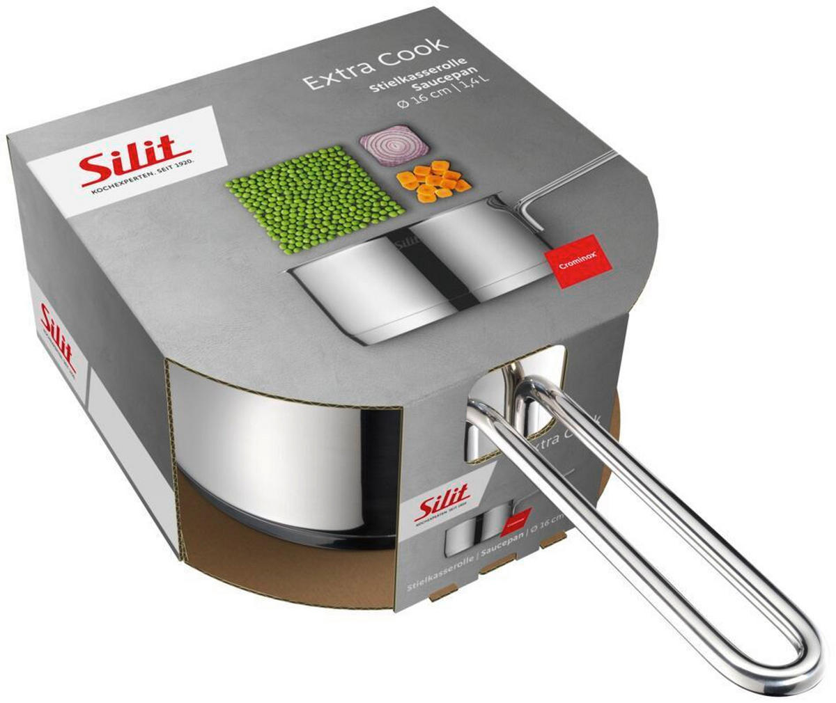 STIELKASSEROLLE Extra Cook 2L L  - Edelstahlfarben, Basics, Metall (32,5/17,8/9,3cm) - Silit