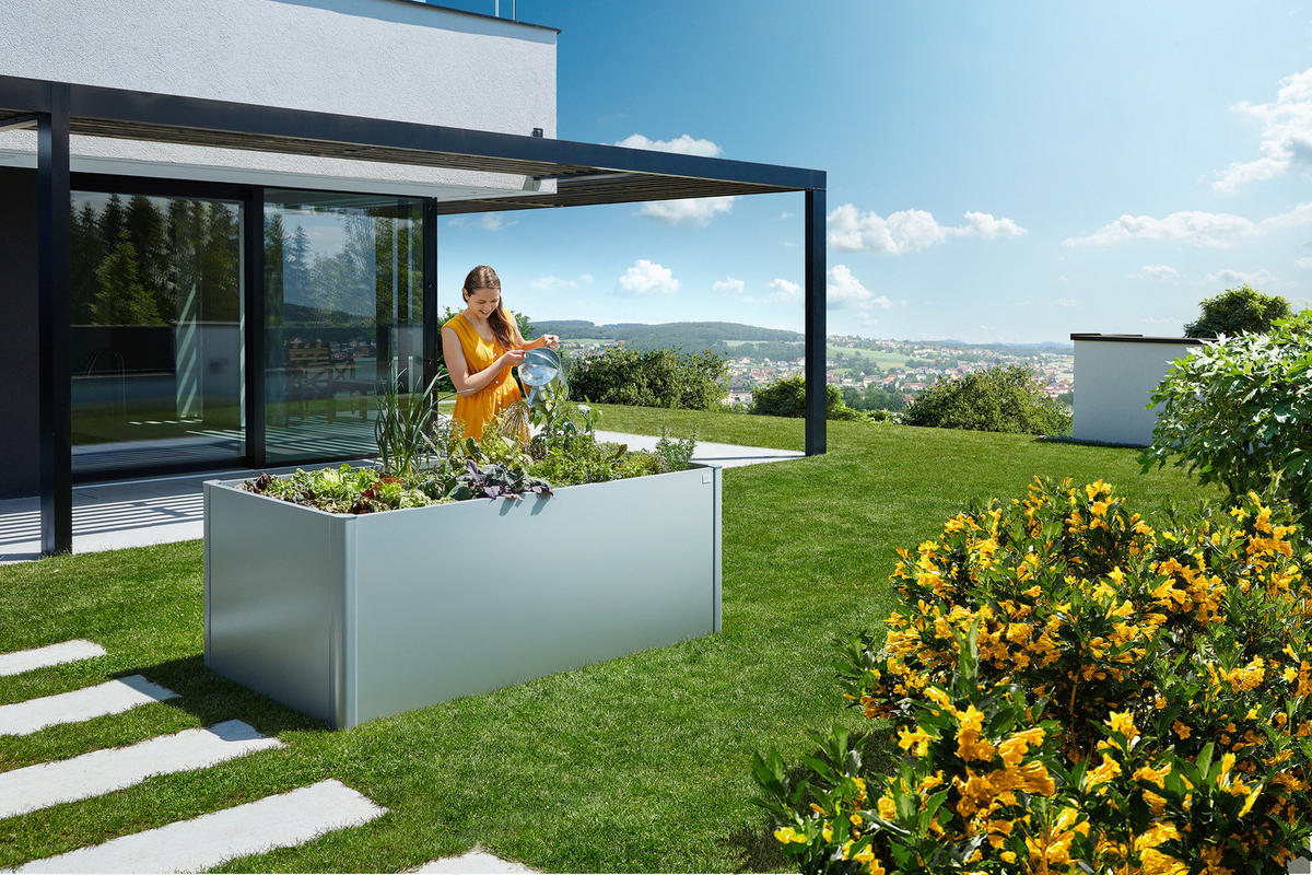 HOCHBEET - Silberfarben, Design, Metall (201/77/102cm) - Biohort