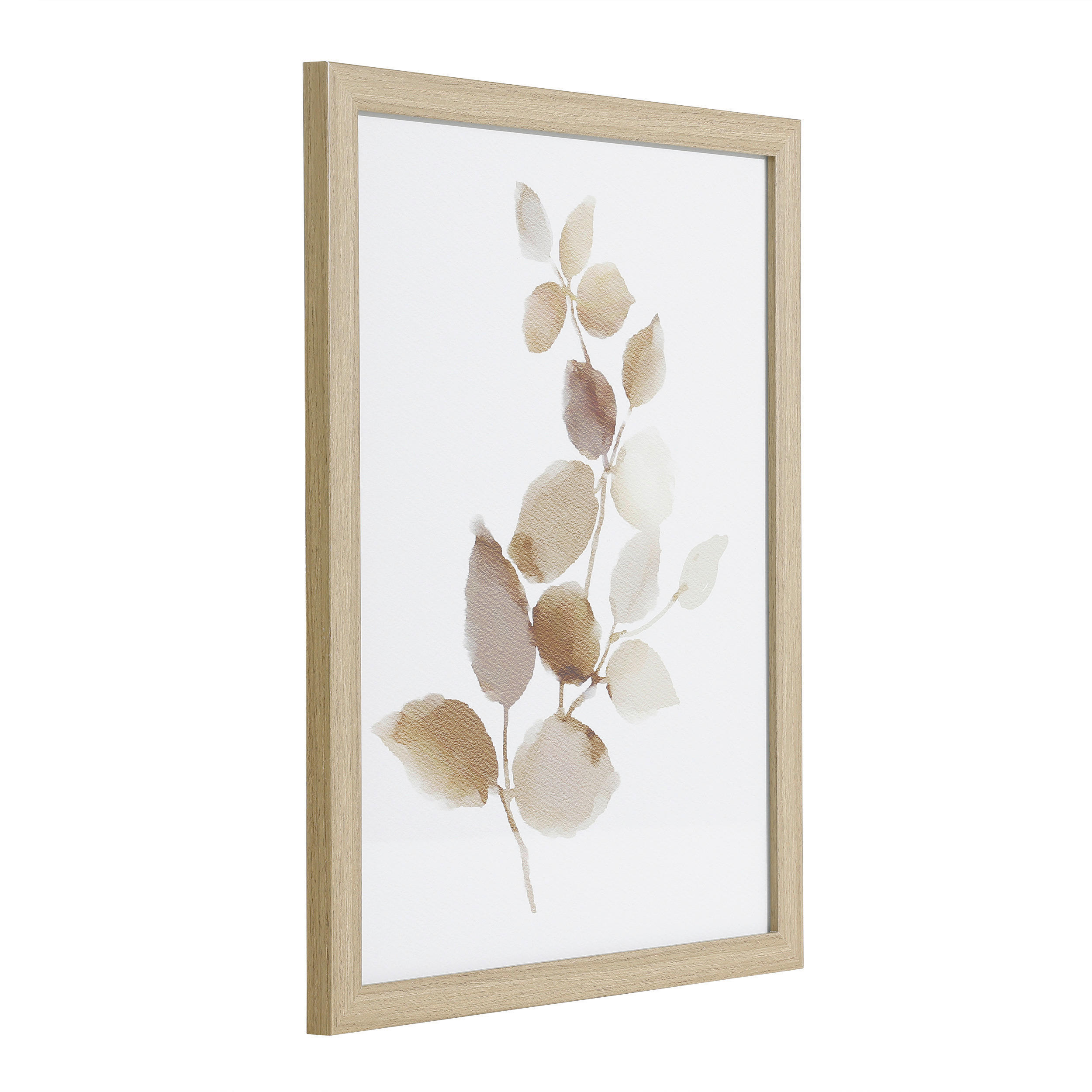 DRUCKGRAFIK Blätter Braun, Weiß, Taupe  - Taupe/Nussbaumfarben, Trend, Glas/Papier (33/1,6/43cm) - Eglo