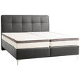 BOXSPRINGBETT 200/200 cm  in Schwarz  - Chromfarben/Schwarz, Basics, Leder/Holz (200/200cm) - Novel