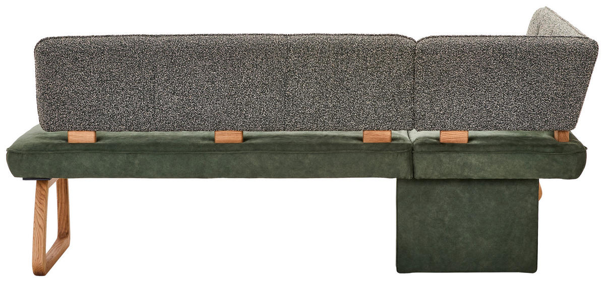 ECKBANK 155/208 cm Webstoff, Mikrofaser Grün, Dunkelgrün Eiche vollmassiv   - Dunkelgrün/Grün, KONVENTIONELL, Holz/Textil (155/208cm) - Venda