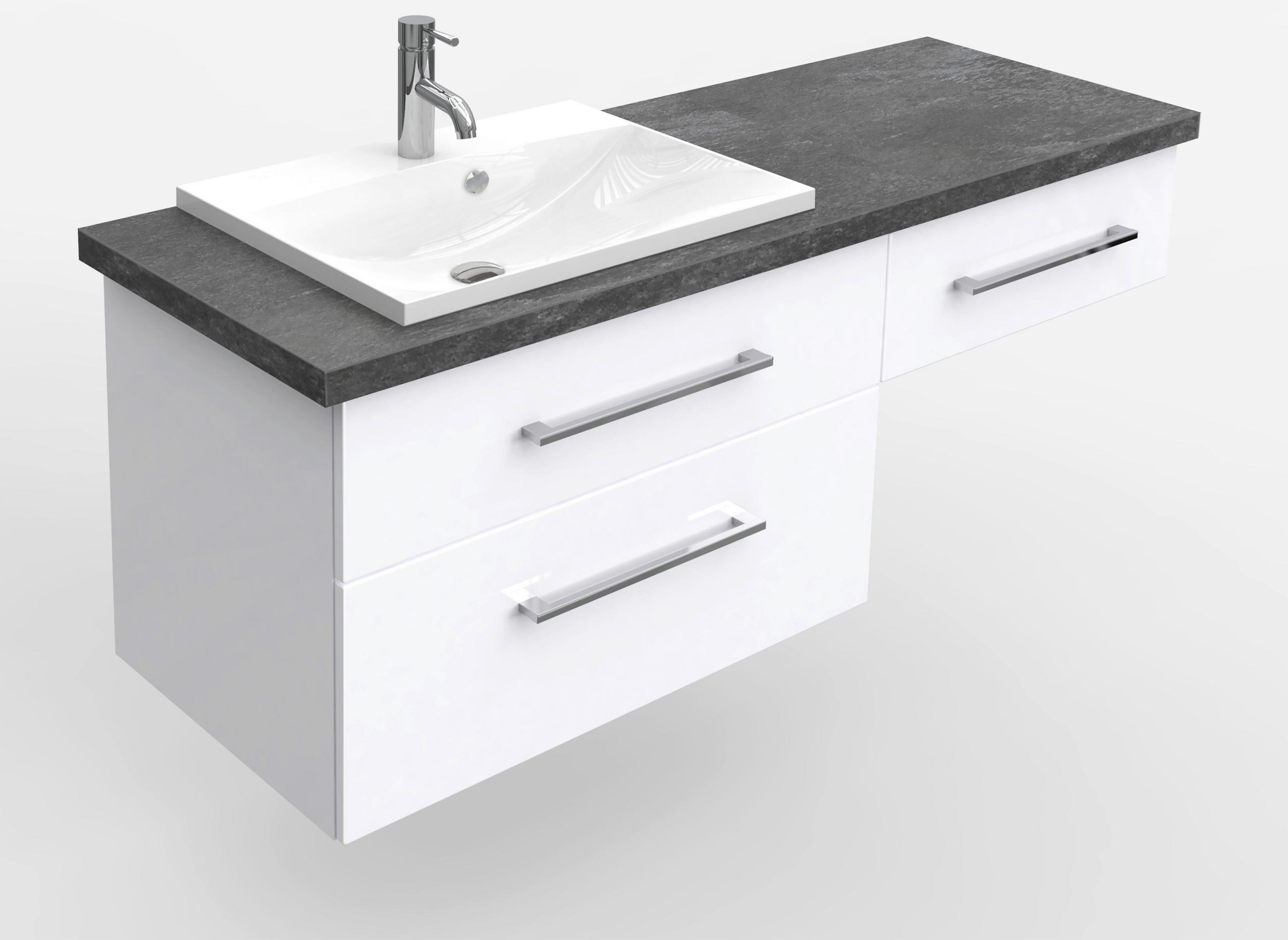 WASCHTISCHKOMBI 145 cm  - Chromfarben/Weiß, MODERN, Holzwerkstoff/Metall (145cm) - Voleo