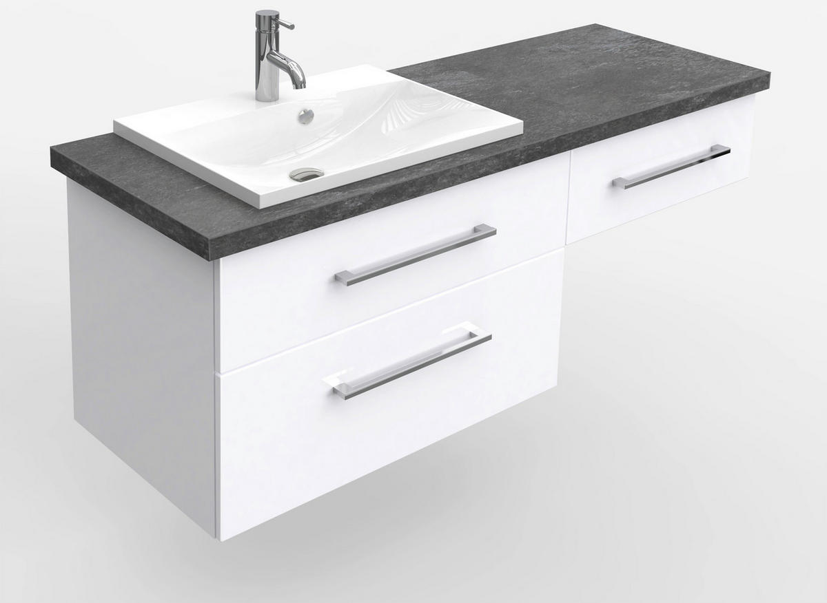 WASCHTISCHKOMBI 145 cm  - Chromfarben/Weiß, MODERN, Holzwerkstoff/Metall (145cm) - Voleo