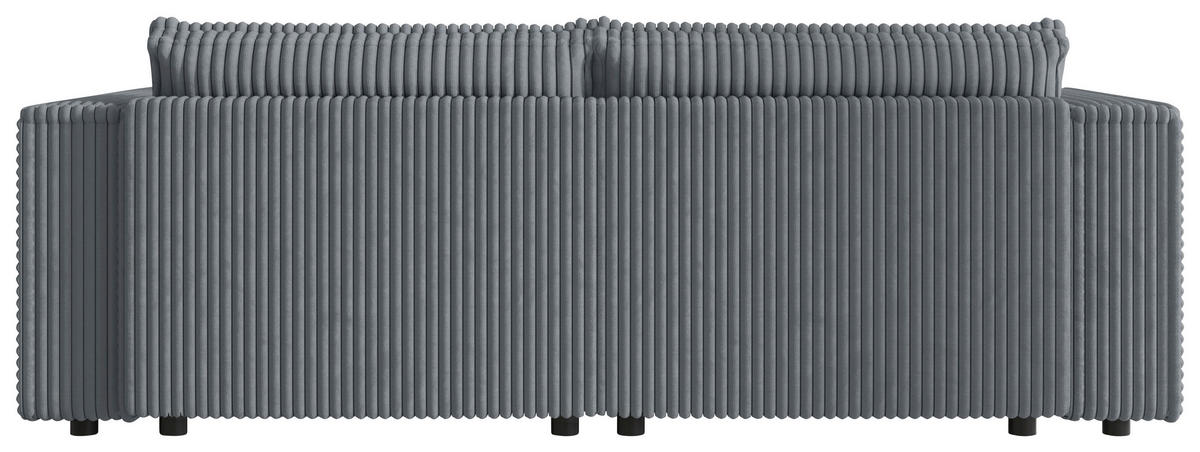 SCHLAFSOFA Cord Grau  inkl. Zierkissen, Bettkasten, Schlaffunktion  - Schwarz/Grau, MODERN, Kunststoff/Textil (250/68/104cm) - Xora
