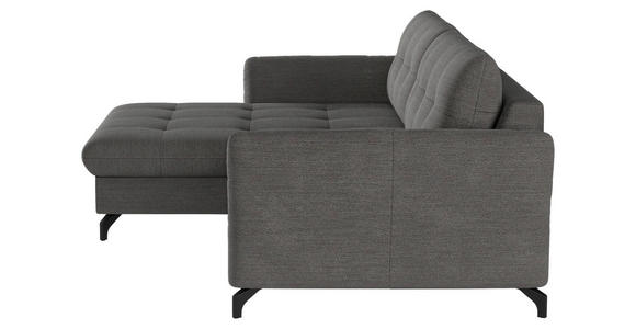 ECKSOFA in Flachgewebe, Leinenoptik Dunkelgrau  - Dunkelgrau/Schwarz, Design, Textil/Metall (170/242cm) - Xora