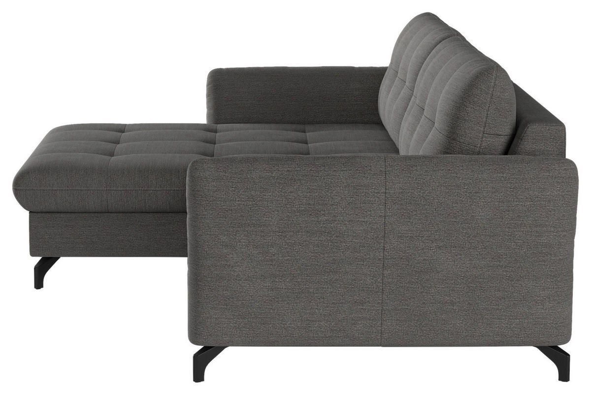 ECKSOFA in Flachgewebe, Leinenoptik Dunkelgrau  - Dunkelgrau/Schwarz, Design, Textil/Metall (170/242cm) - Xora