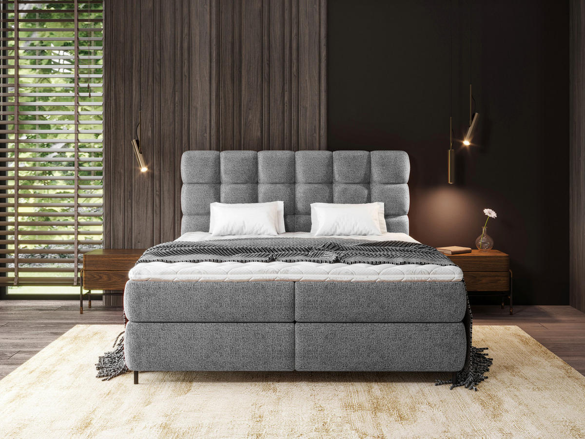 BOXSPRINGBETT 180/200 cm  in Anthrazit  - Anthrazit/Schwarz, Trend, Textil/Metall (180/200cm) - Esposa