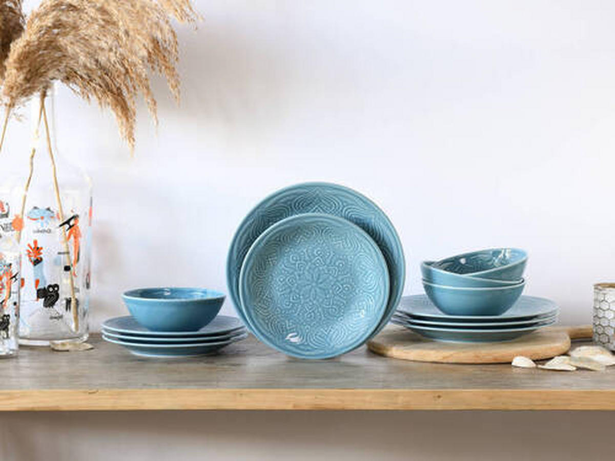 JEDÁLENSKÝ SERVIS, porcelán - svetlomodrá, Trend, keramika - Creatable