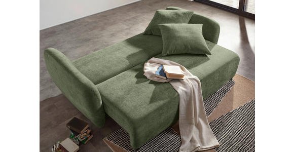 SCHLAFSOFA  mit Liegefunktion, Schlafen auf Sitzhöhe, Rücken echt Flachgewebe Olivgrün  - Schwarz/Olivgrün, KONVENTIONELL, Kunststoff/Textil (250/74/108cm) - Carryhome
