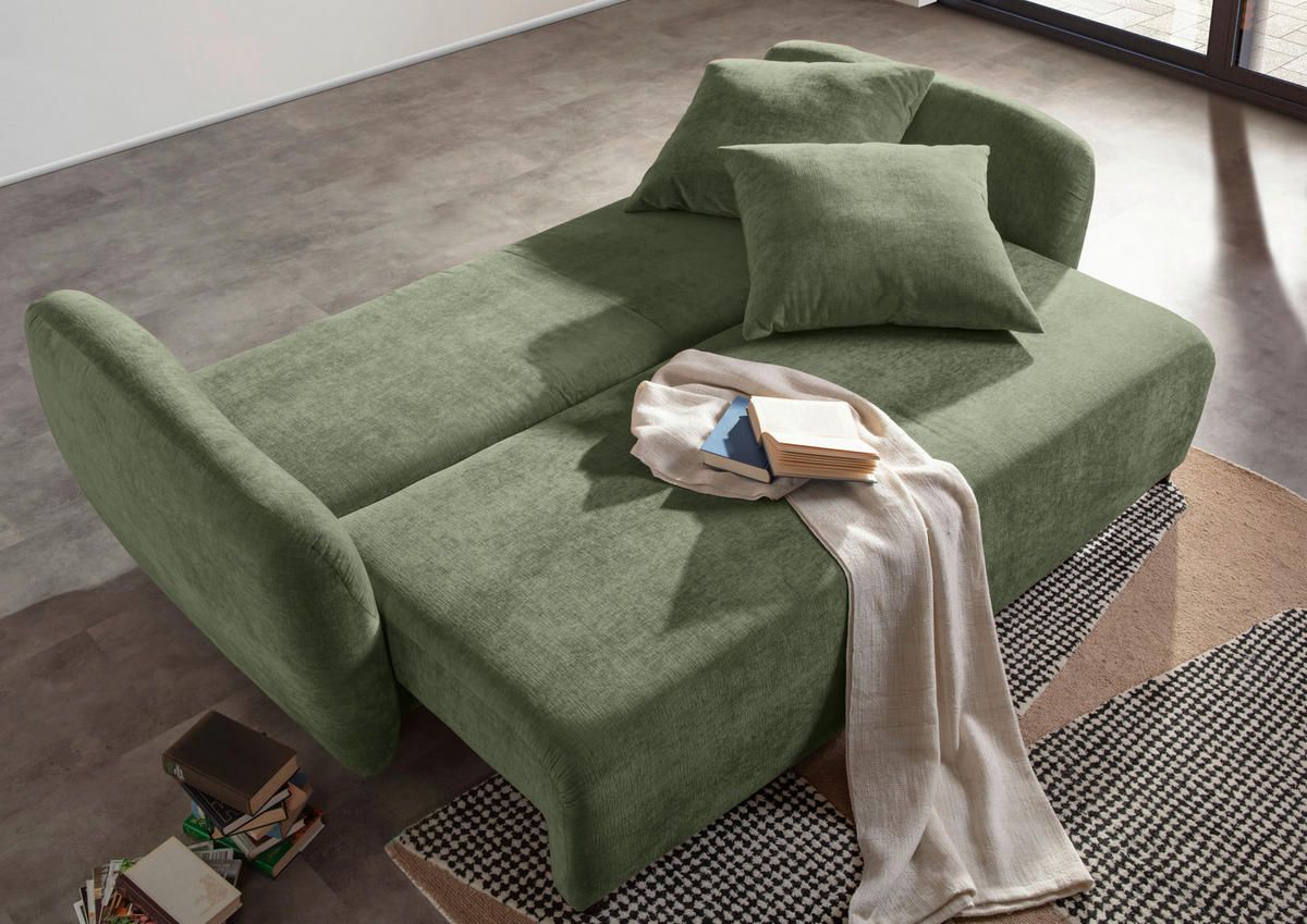 SCHLAFSOFA in Flachgewebe Olivgrün  - Schwarz/Olivgrün, KONVENTIONELL, Kunststoff/Textil (250/74/108cm) - Carryhome