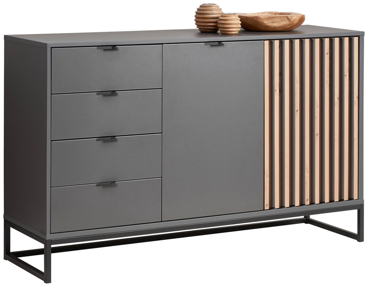 SIDEBOARD 141,4/85,4/40 cm  in Graphitfarben, Eiche Artisan  - Schwarz/Graphitfarben, Modern, Holzwerkstoff/Metall (141,4/85,4/40cm) - Voleo