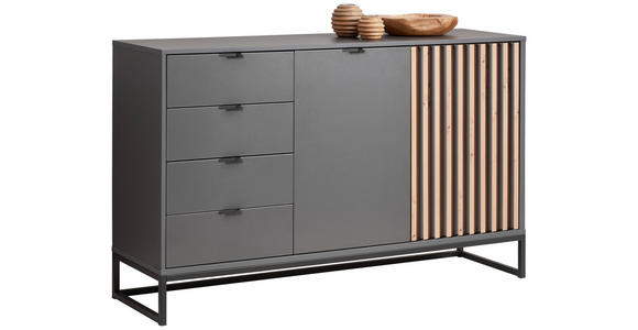 SIDEBOARD in 141,4/85,4/40 cm - Schwarz/Graphitfarben, MODERN, Holzwerkstoff/Metall (141,4/85,4/40cm) - Voleo