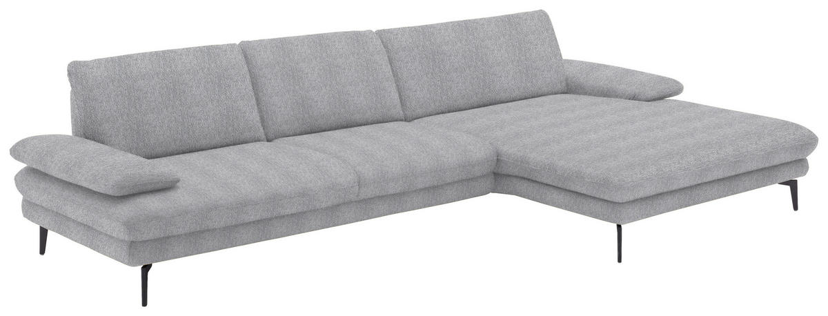 ECKSOFA in Chenille Hellgrau  310/180 cm  - Hellgrau/Schwarz, Design, Textil/Metall (310/180cm) - Dieter Knoll