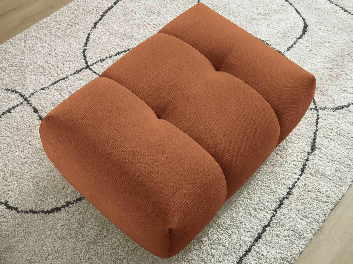 HOCKER FUJI  Leinenoptik Orange  - Schwarz/Orange, MODERN, Kunststoff/Textil (112/44/80cm)