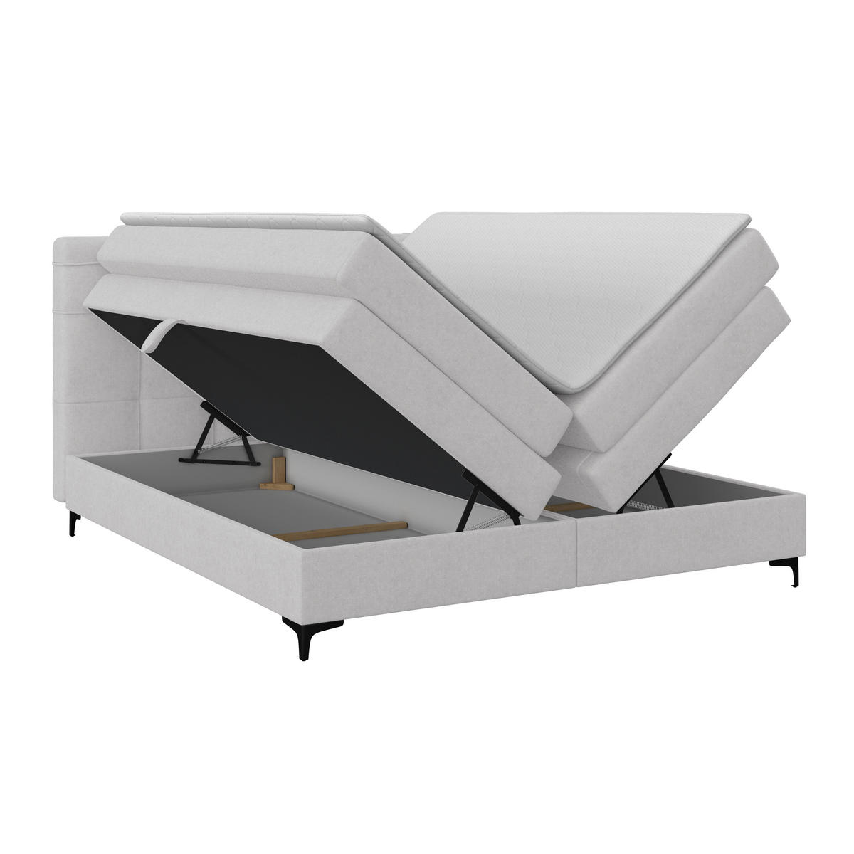 BOXSPRINGBETT 200/200 cm,  in Silberfarben, H3 = fest  - Silberfarben/Schwarz, KONVENTIONELL, Kunststoff/Textil (200/200cm)