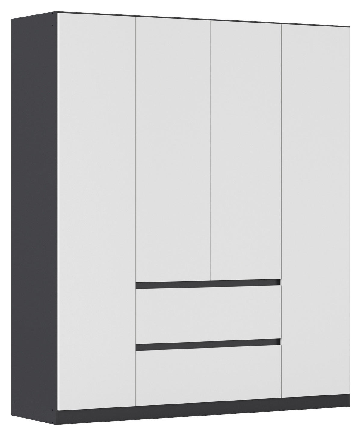 DREHTÜRENSCHRANK 4-türig Grau, Weiß  - Weiß/Grau, Basics, Holzwerkstoff (181/210/54cm) - Rauch Möbel