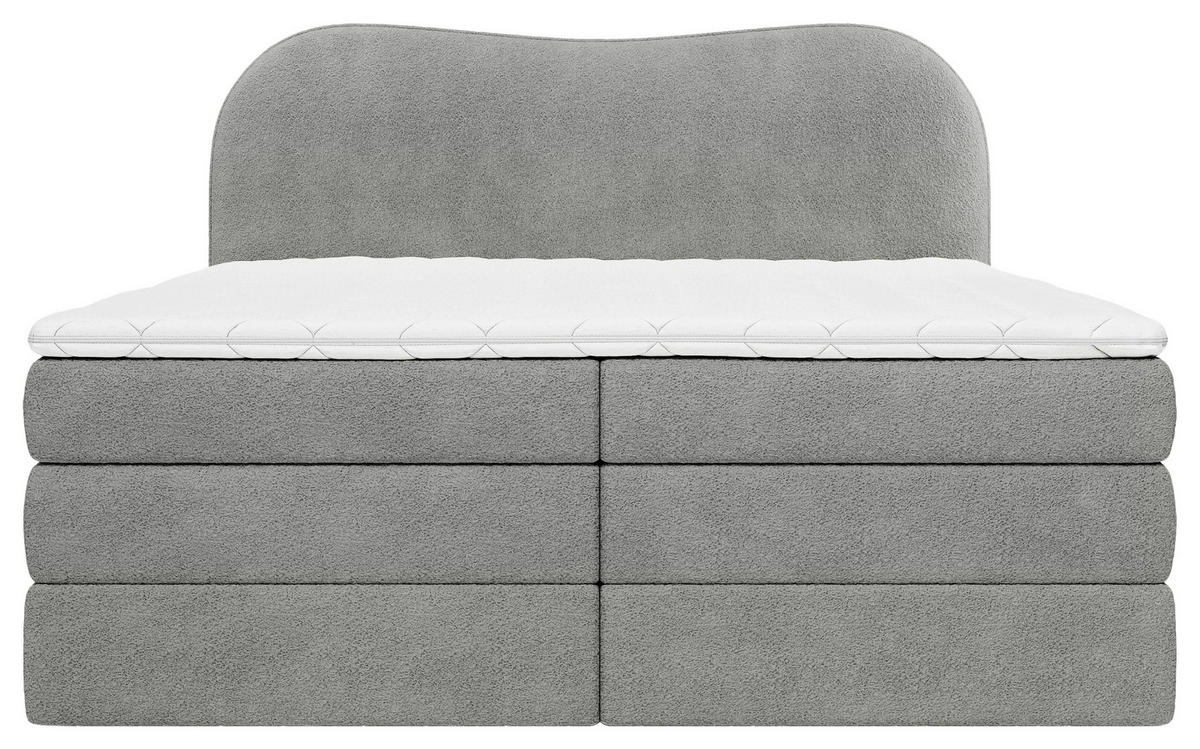 BOXSPRINGBETT 140/200 cm,  in Dunkelgrau, gepolstertes Kopfteil, Bettkasten, Topper, Matratzen, H3 + H3 = fest  - Dunkelgrau/Schwarz, Design, Holz/Holzwerkstoff (140/200cm) - Chameo
