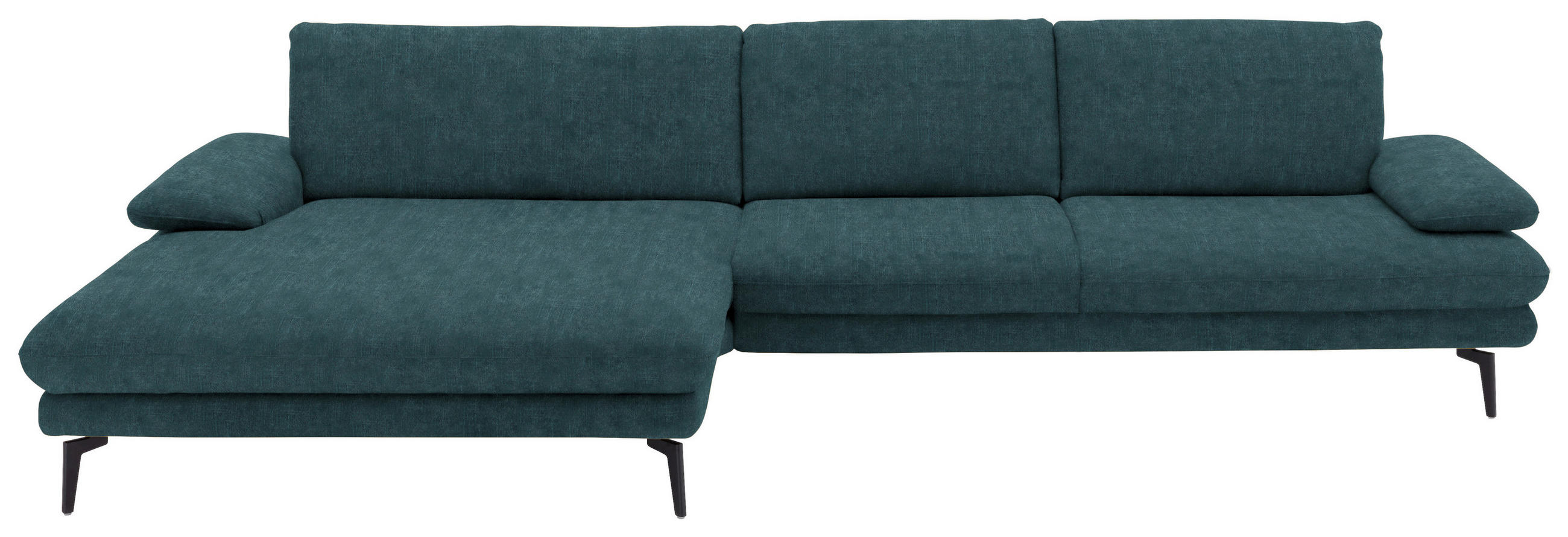 ECKSOFA in Velours Petrol - Petrol/Schwarz, Design, Textil/Metall (180/310cm) - Dieter Knoll