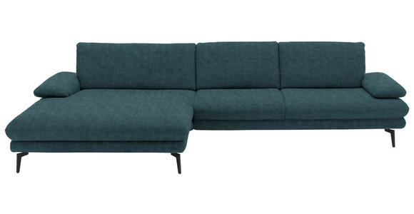 ECKSOFA in Velours Petrol 180/310 cm - Petrol/Schwarz, Design, Textil/Metall (180/310cm) - Dieter Knoll