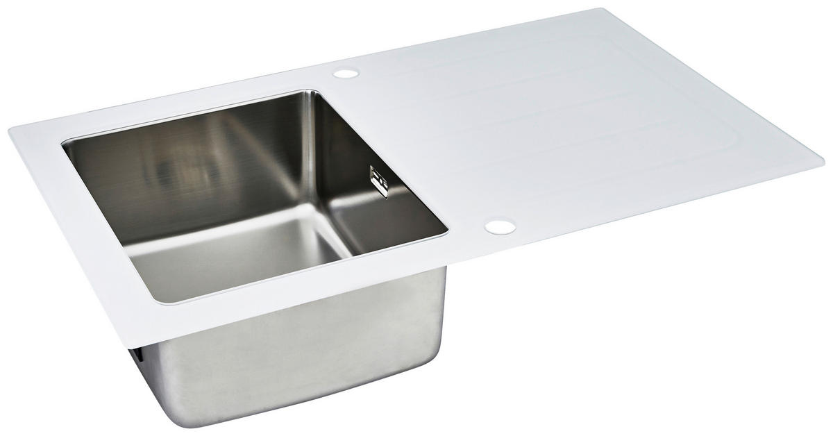 SPÜLE 1720NEWYORK86X50W  - Weiß, Trend, Glas/Metall (86/21/50cm) - Respekta