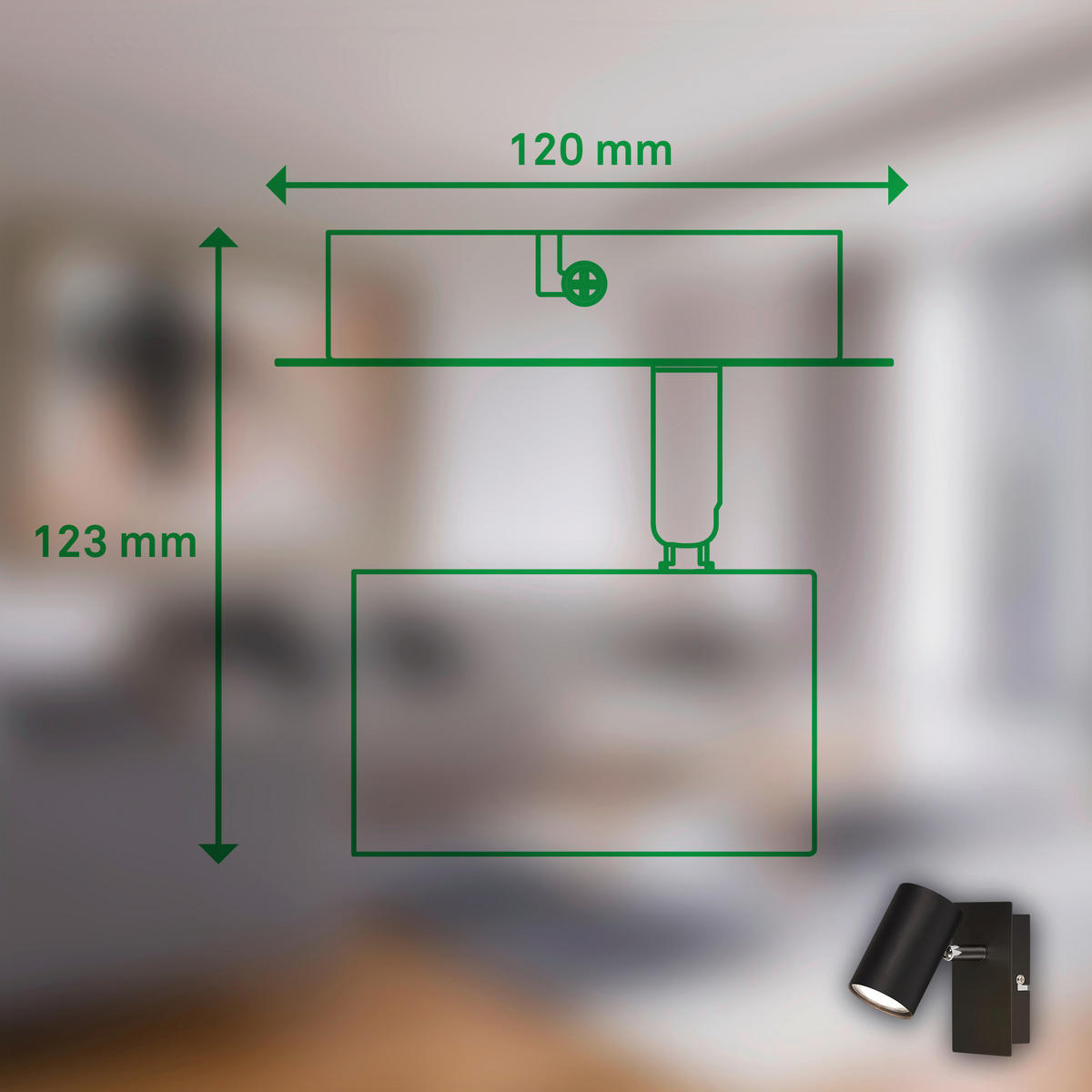 LED-SPOTKOPF Isil A 12/8/12,5 cm   - Schwarz, Basics, Metall (12/8/12,5cm)