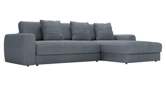 ECKSOFA Grau Cord  - Schwarz/Grau, MODERN, Kunststoff/Textil (302/182cm) - Carryhome