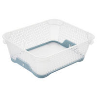 TÁROLÓKOSÁR 20/16/7 cm  - világoskék/fehér, Basics, műanyag (20/16/7cm)