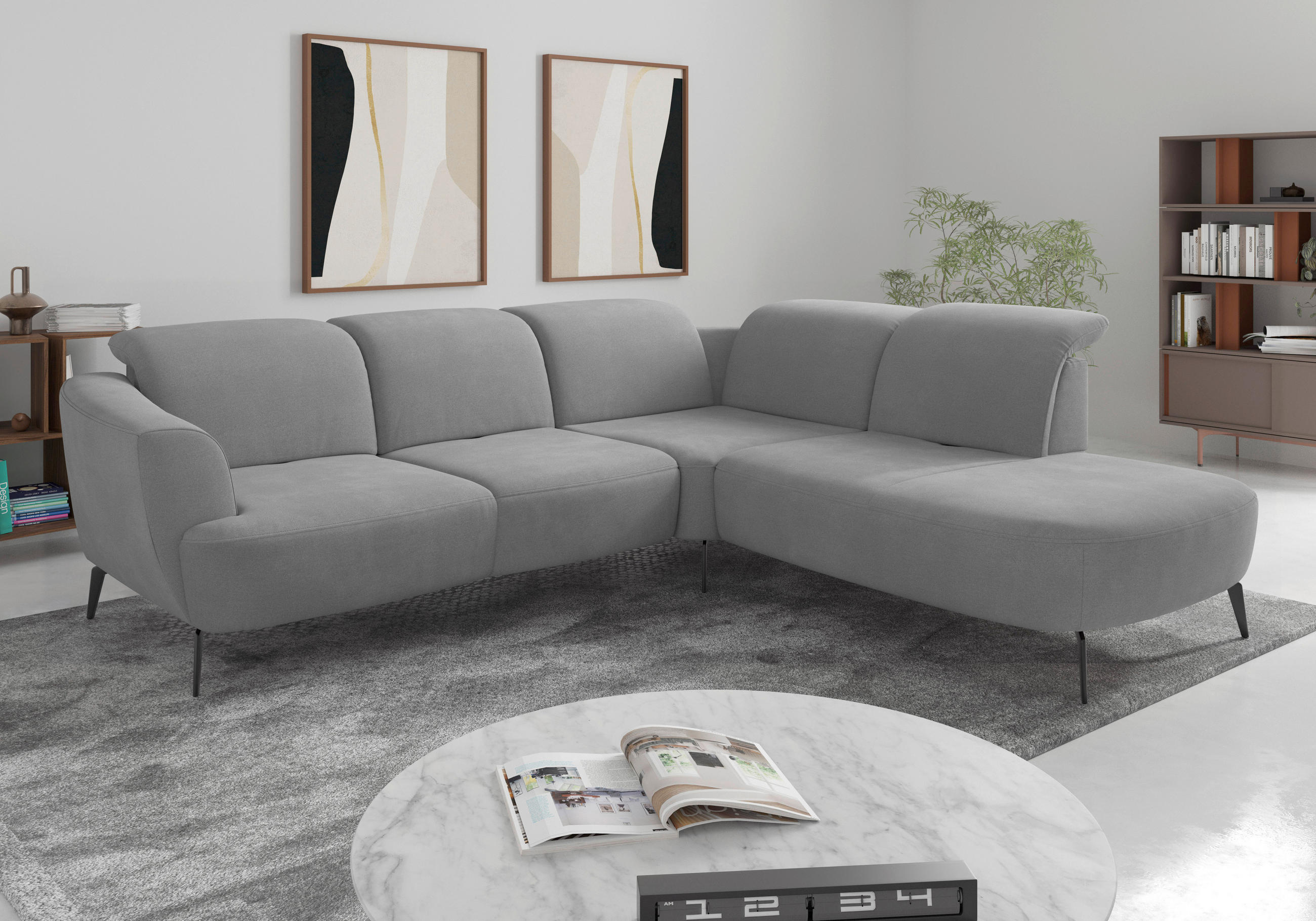 ECKSOFA in Flachgewebe Grau  300/267 cm  - Schwarz/Grau, KONVENTIONELL, Textil/Metall (300/267cm) - Sit & More