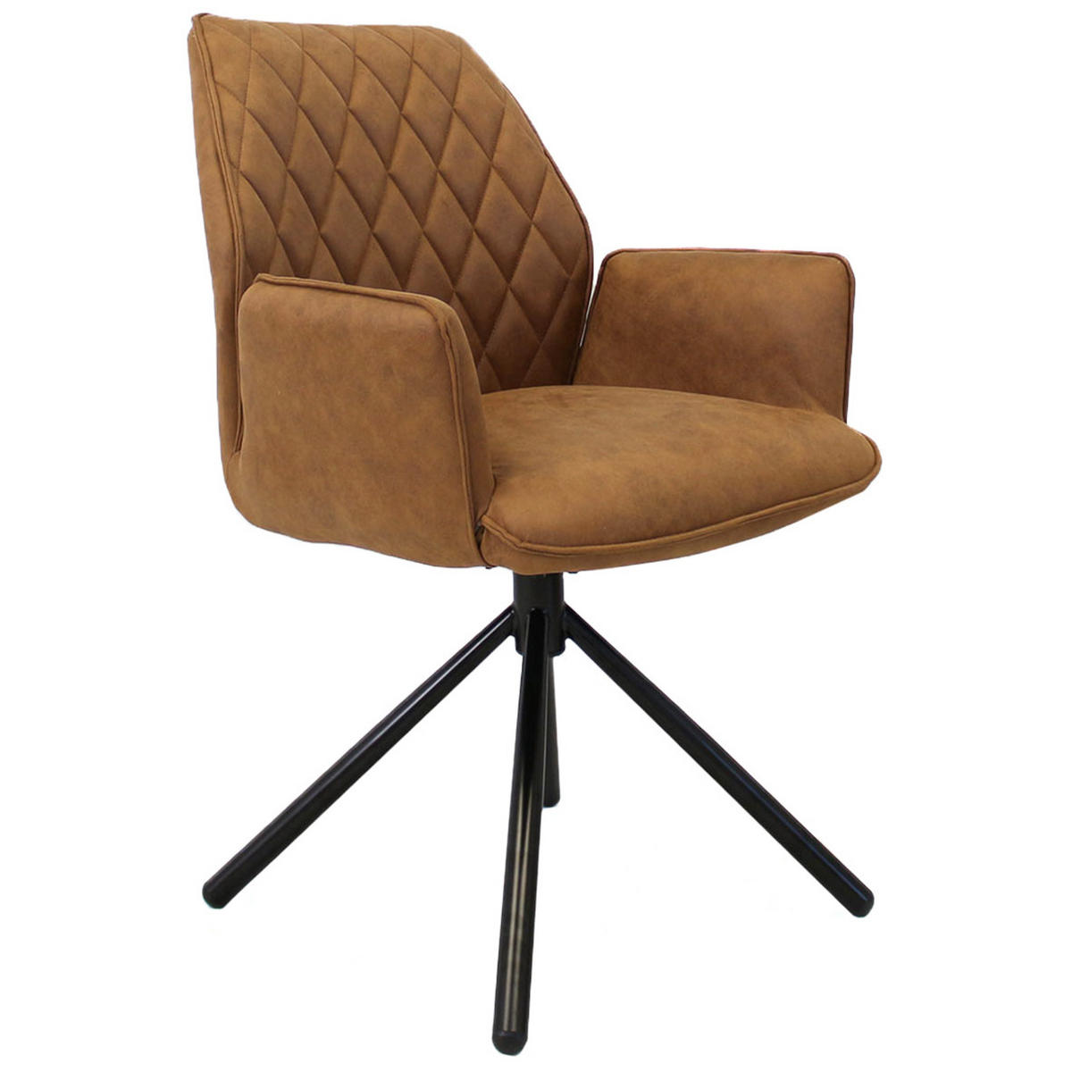 ŽIDLE S PODRUČKAMI, mikrovlákno, koňaková - černá/barvy lískového ořechu, Lifestyle, kov/textil (58/92/52cm) - MID.YOU