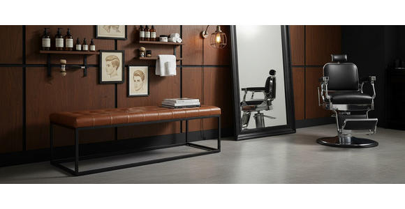 SITZBANK 140/44/44 cm Echtleder Schwarz, Cognac  - Cognac/Schwarz, LIFESTYLE, Leder/Metall (140/44/44cm) - Landscape