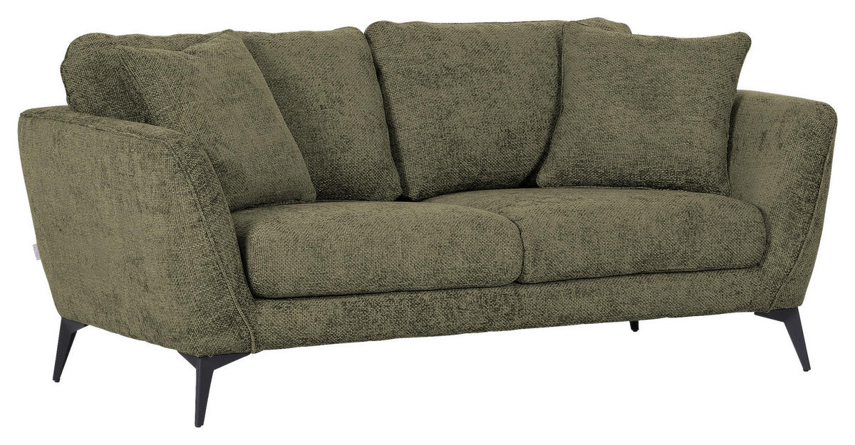 2-SITZER-SOFA in Chenille Grün  - Schwarz/Grün, Konventionell, Textil/Metall (190/70/98cm) - Carryhome