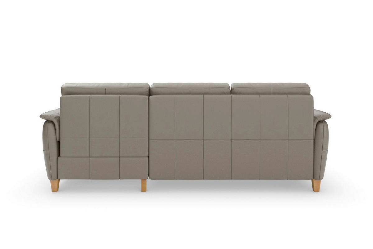 ROHOVÁ SEDAČKA, koža, sivá - sivá/farba duba, Basics, koža/drevo (244/163cm) - Sit & More