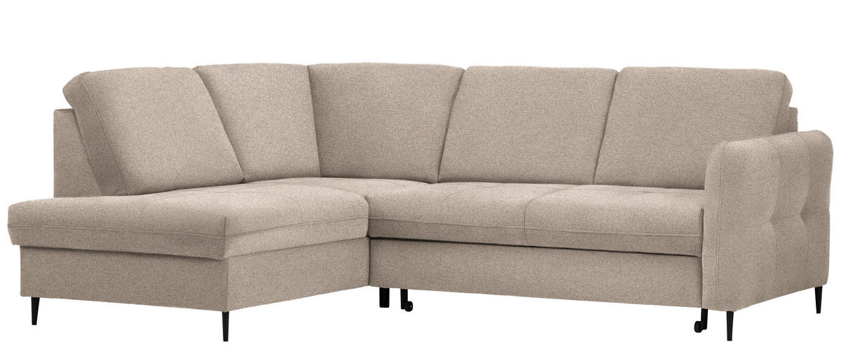 ECKSOFA in Chenille Beige  - Beige/Schwarz, Modern, Holz/Textil (184/241cm) - Carryhome