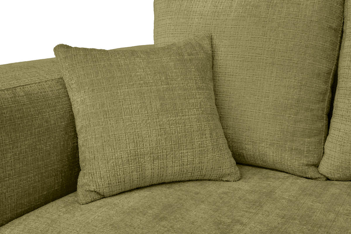 ECKSOFA Olivgrün Chenille Zierkissen, Rückenkissen, Rücken echt  - Schwarz/Olivgrün, MODERN, Kunststoff/Textil (276/188cm) - Milino