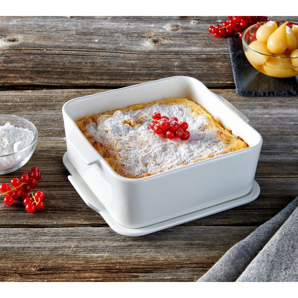 Thumbnail - Homeware Profession. Auflaufform, Weiß, Keramik, 1,6 L, quadratisch, 20x9.3x22.5 cm, Lfgb, backofengeeignet, mikrowellen...