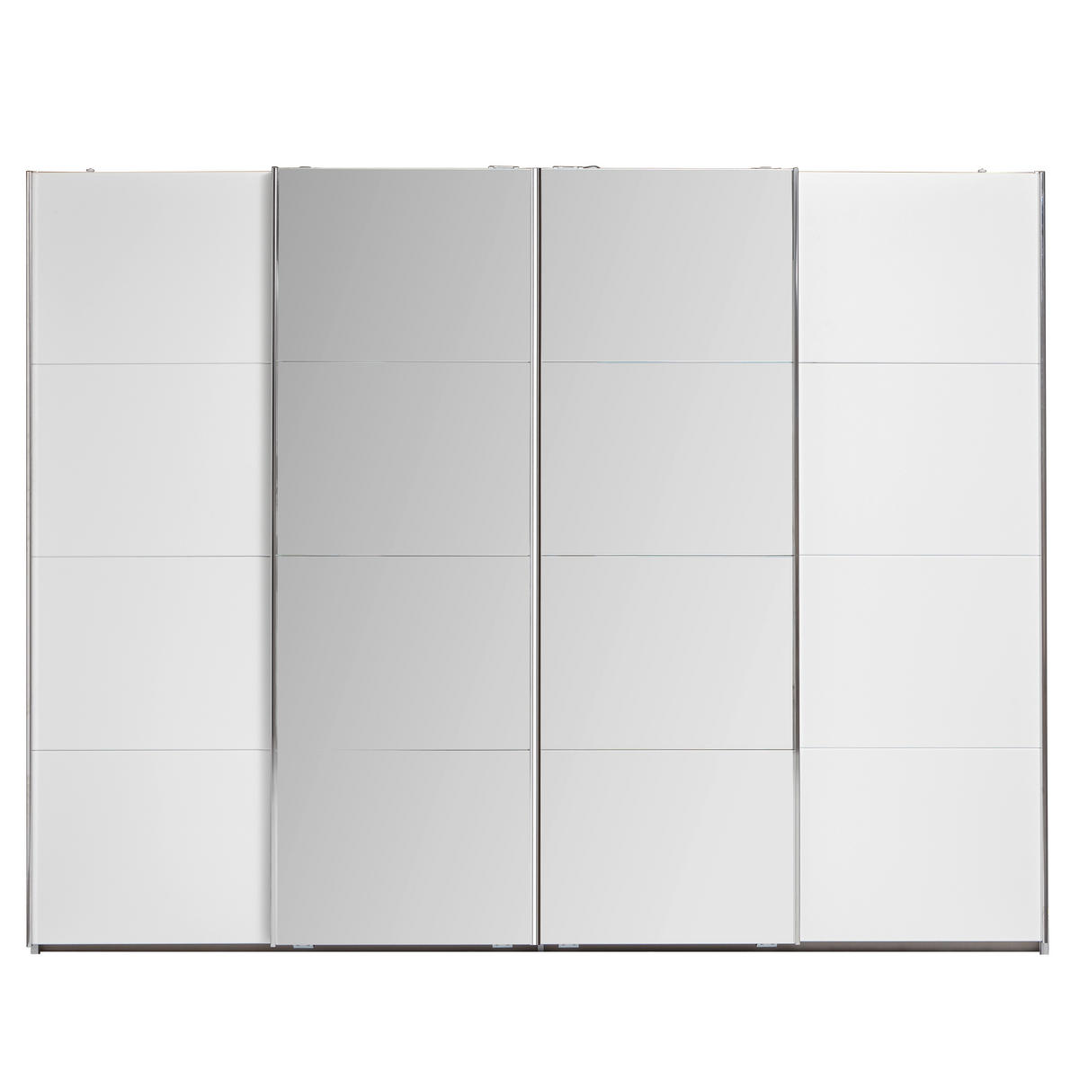 SCHIEBETÜRENSCHRANK 271/211/62 cm 4-türig Klar, Weiß  - Chromfarben/Klar, MODERN, Holzwerkstoff/Metall (271/211/62cm) - Rauch Möbel