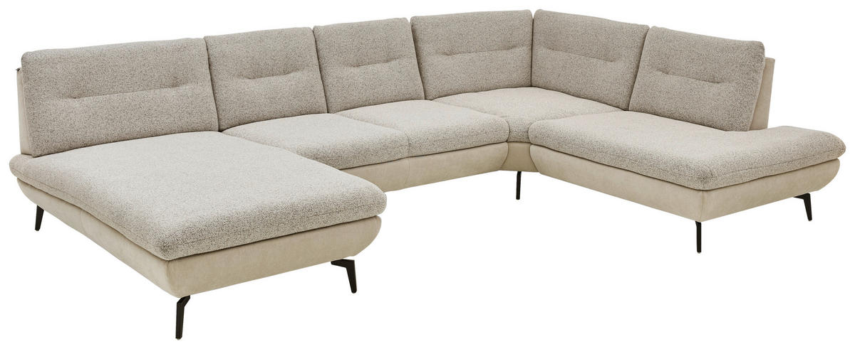 WOHNLANDSCHAFT Beige Chenille  - Beige/Schwarz, Design, Textil/Metall (190/352/243cm) - Dieter Knoll