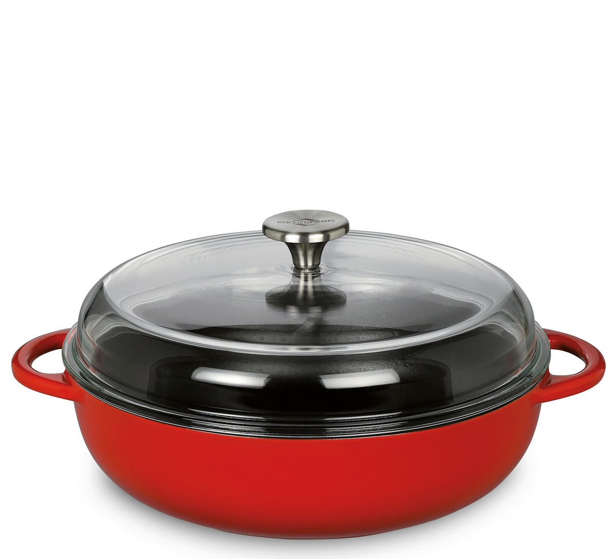 PÁNEV NA SMAŽENÍ, smalt,  28/7,5 cm  - průhledné/červená, Basics, kov/sklo (28/7,5cm) - KÜCHENPROFI