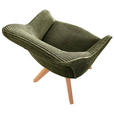 ARMLEHNSTUHL drehbar  Stoffauswahl, Typenauswahl, Sitzfläche 360° drehbar Cord  - Dunkelgrün/Eichefarben, Design, Holz/Textil (60/83/65cm) - Landscape