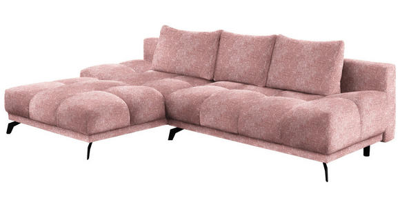 ECKSOFA in Chenille Altrosa  - Schwarz/Altrosa, MODERN, Textil/Metall (182/290cm) - Hom`in