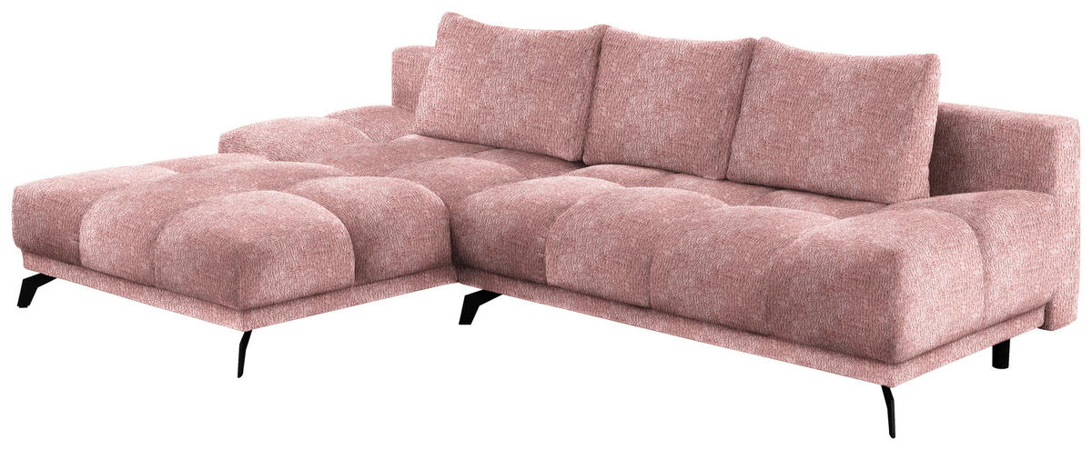 ECKSOFA in Chenille Altrosa  - Schwarz/Altrosa, Modern, Textil/Metall (182/290cm) - Hom`in