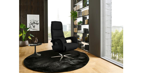 RELAXSESSEL in Leder Schwarz  - Edelstahlfarben/Schwarz, Design, Leder/Metall (76/119/86cm) - Dieter Knoll