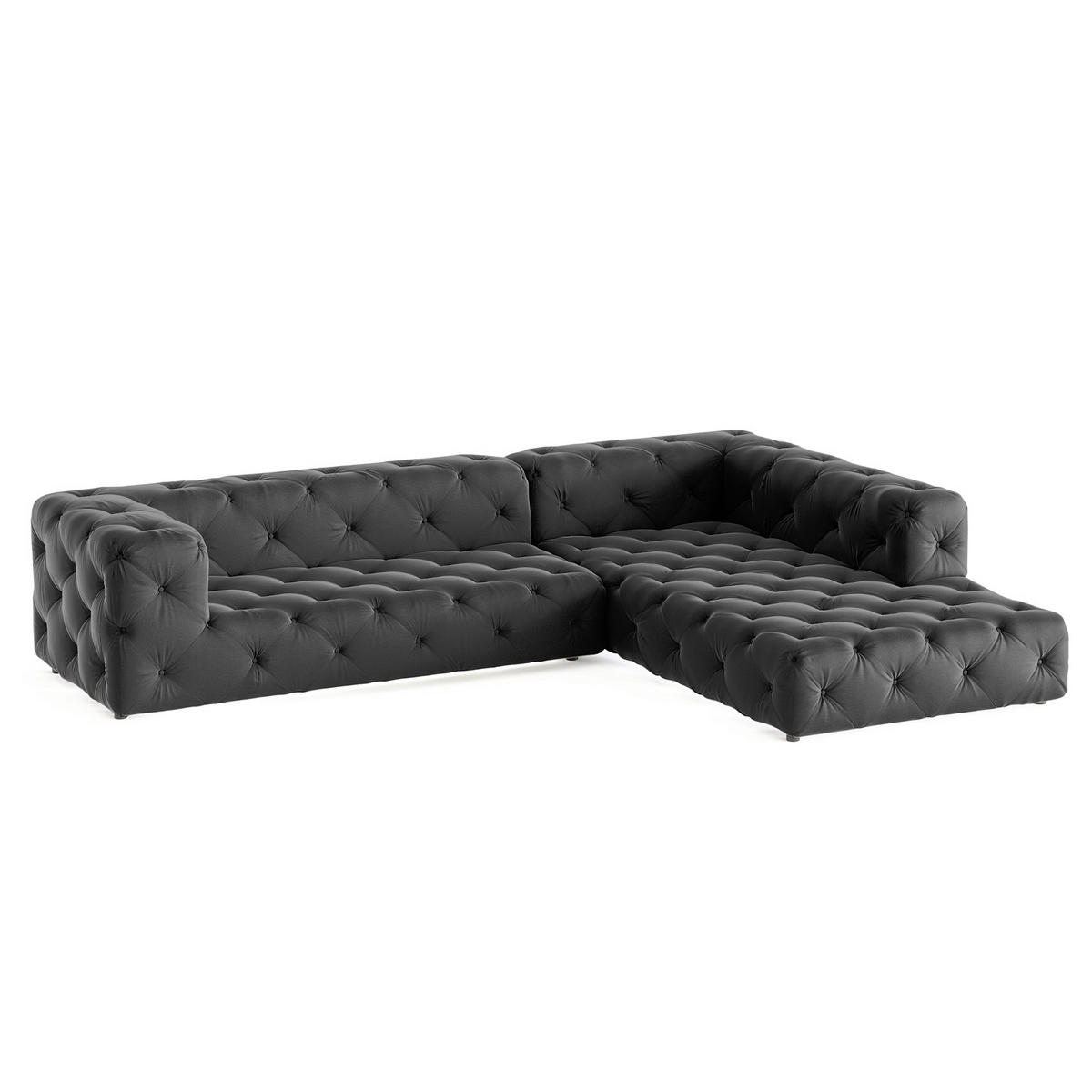 ECKSOFA Fresco in Samt Schwarz  325/228 cm  - Schwarz, Design, Kunststoff/Textil (325/228cm) - P & B